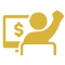 gold monitor with a figure icon